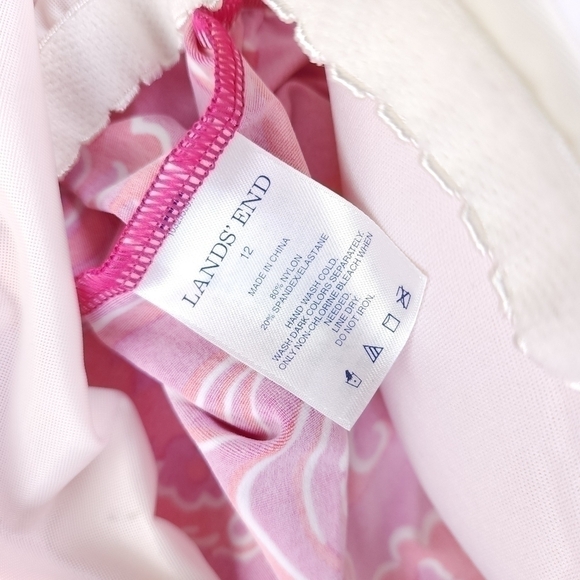 New Lands End Pink Red Swim Tank Top Sz 12 - Picture 8 of 9